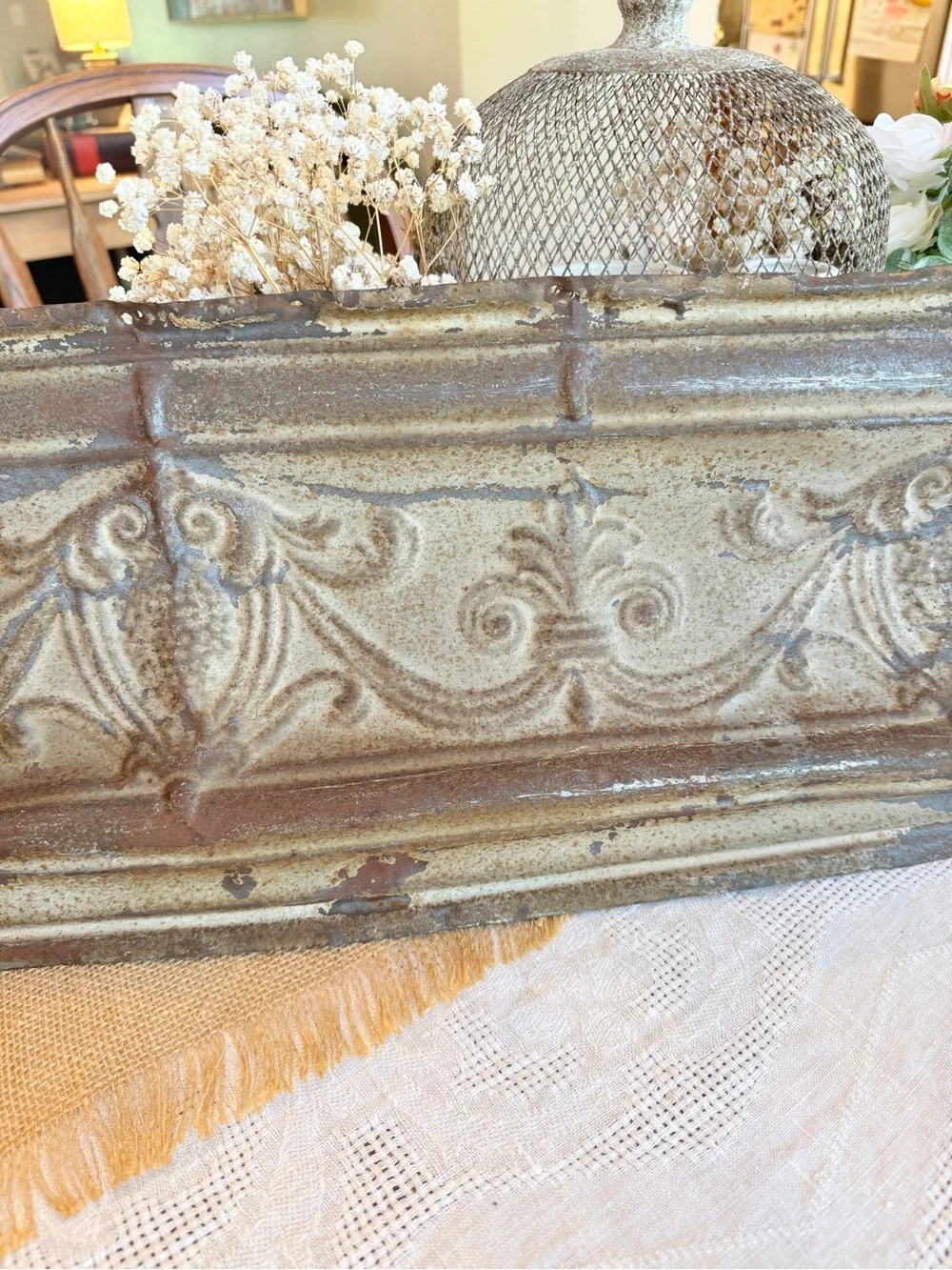 Antique Pressed Tin Ceiling Cove - Salvaged Architectural Panel